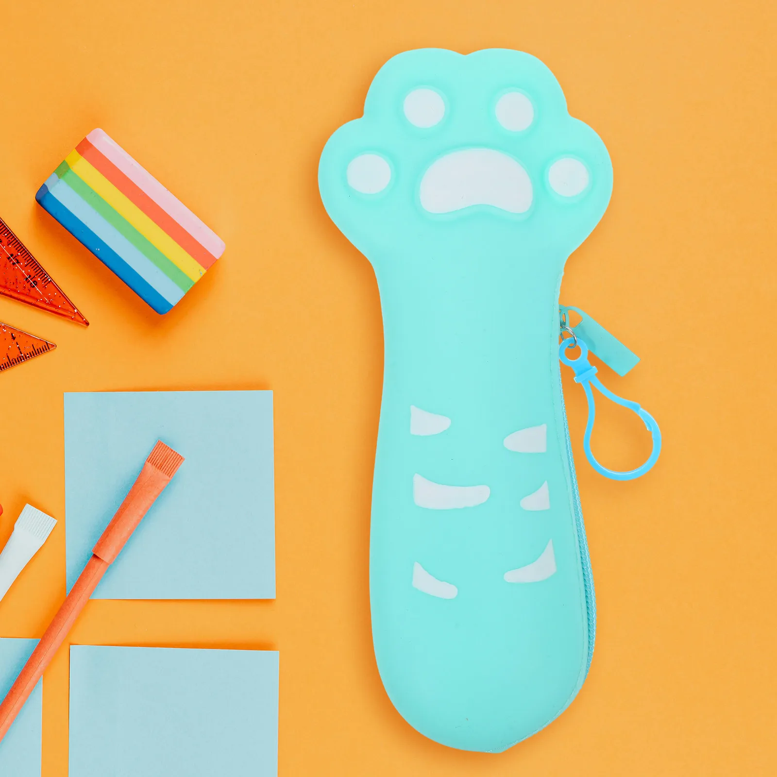 Cute Silicone Cat Paw Pencil Case Spacious Organizing Pouch for Pens Pencils Erasers Rulers Aesthetic School Stationery Supply