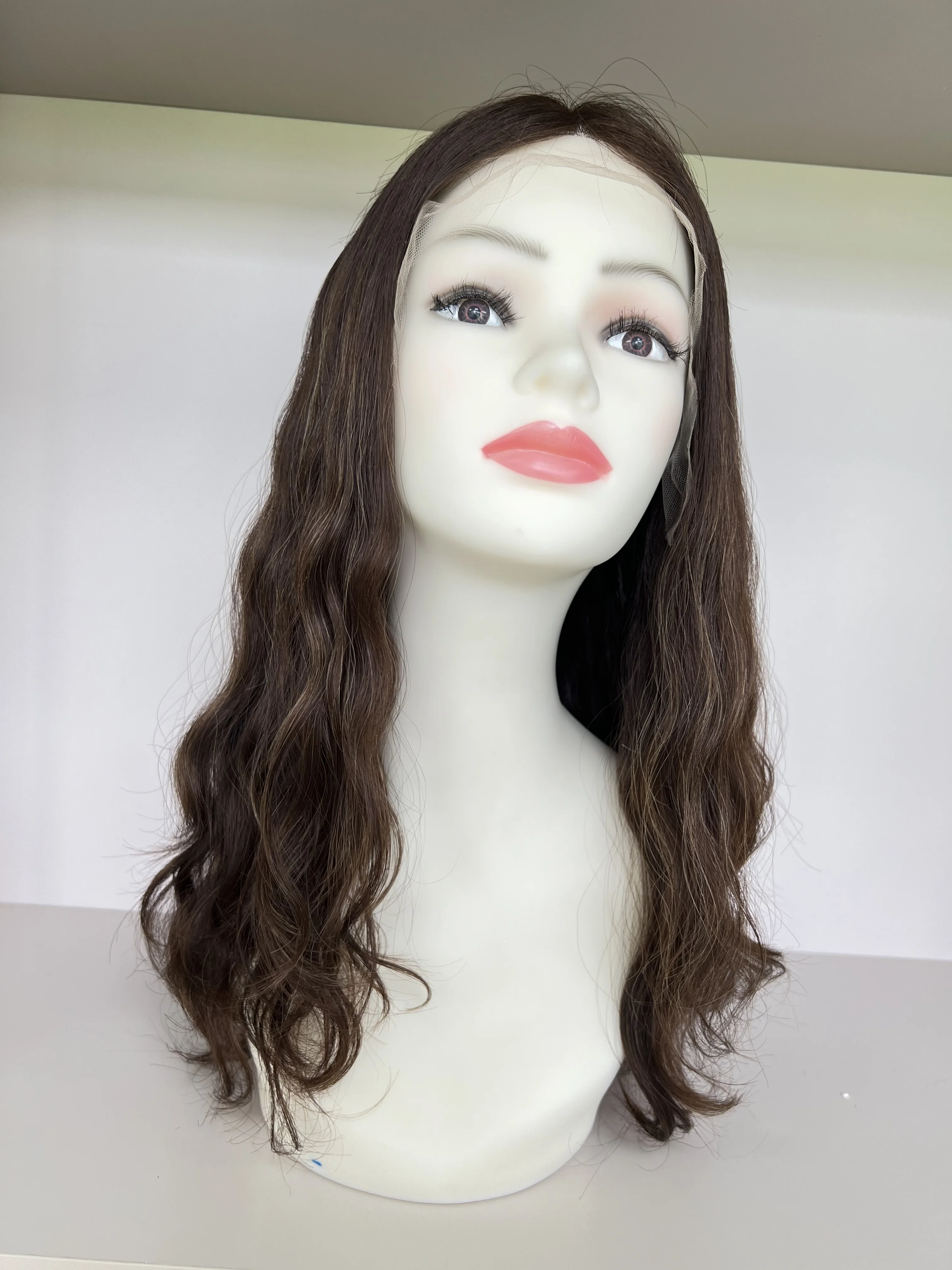 European Virgin  Hair Half wig  Lace Top with ponytail  Wave Hair long Layer Tsingtaowigs Kosher Wig For Women Free Shipping image 2