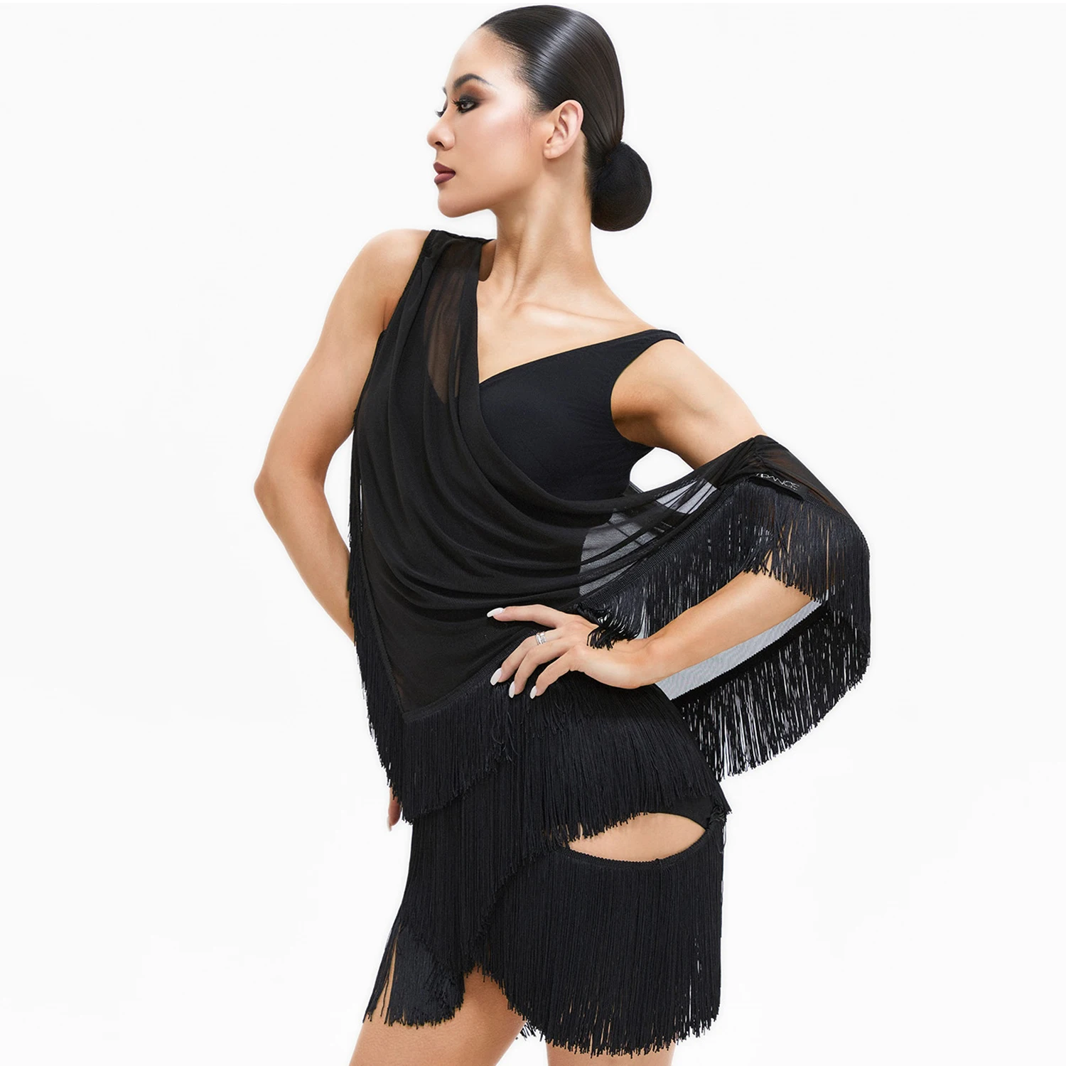 Sexy cha cha traje de dança latina malha irregular topos borlas saia rumba samba desempenho vestido prática latina roupas dnv25912