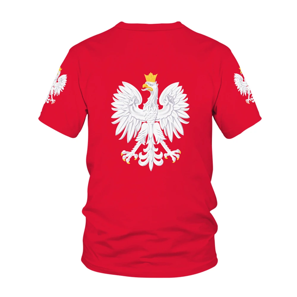 Poland National Flag Pattern T-shirt Men's Hot-selling New Summer Women's Short-sleeved T-shirt Top Shirt Children's 3D