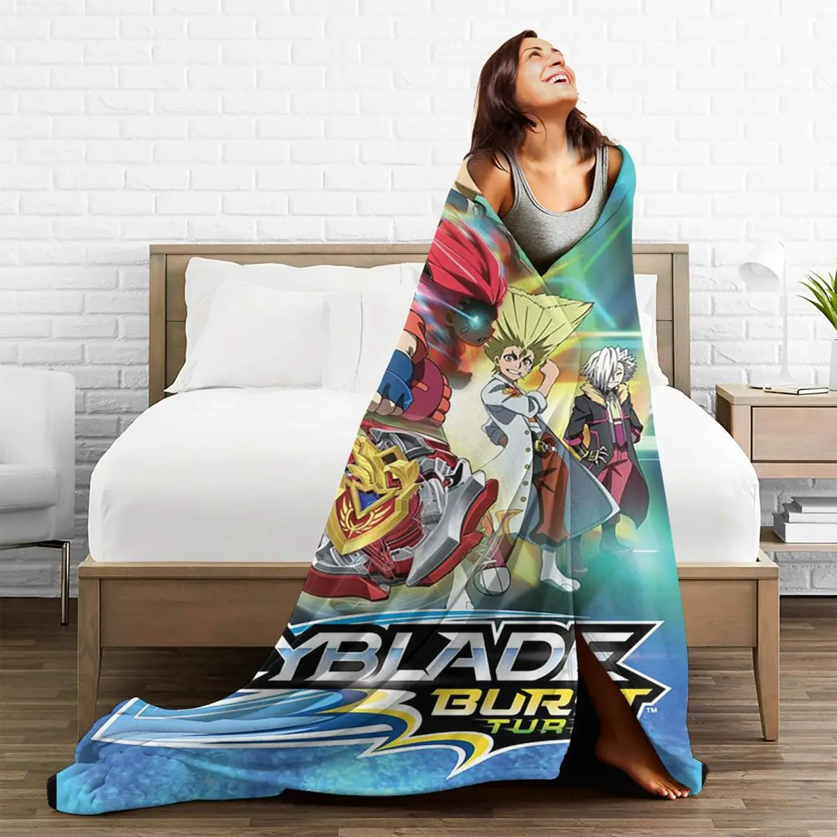 Cute Beyblade Burst Blankets Fleece Decoration 3D Print Cartoon Ultra-Soft Throw Blanket for Sofa Couch Plush Thin Quilt