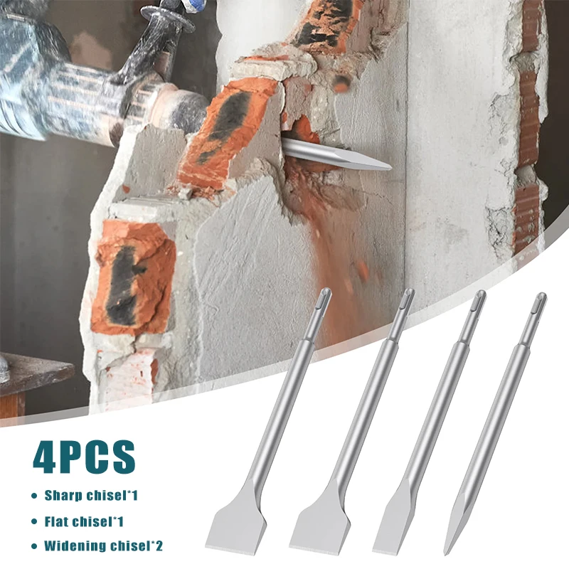 4PCS Round Shank Chisel Set - CR-V Steel Blades, Red Box Package, Sharp & Durable for Woodworking & Carpentry Projects