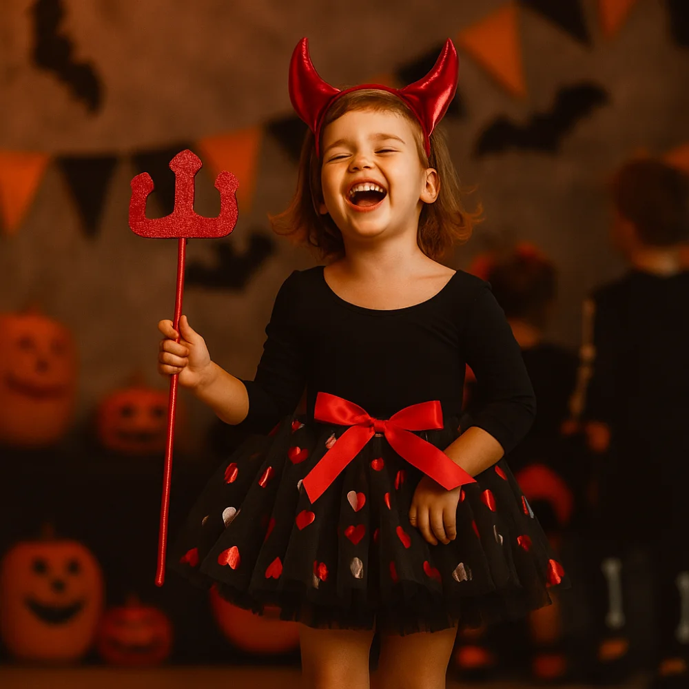 

3Pcs/set Wizard Childern Halloween Costumes Pointy Hat Bright Color Witch Dress Set Short Skirt Costume Cosplay Props