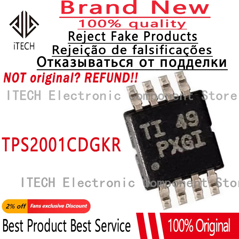 10pcs/lot Original TPS2001CDGKR PXGI PXG1 TPS2001 TPS2001CDGK MSOP8 100% New and Genuine