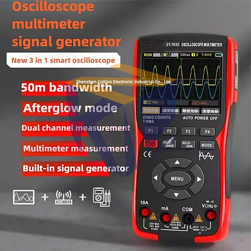 1pcs ZT-703S Handheld Dual-Channel Oscilloscope Multimeter 3-in-1 High-Precision Portable Oscilloscope Multimeter