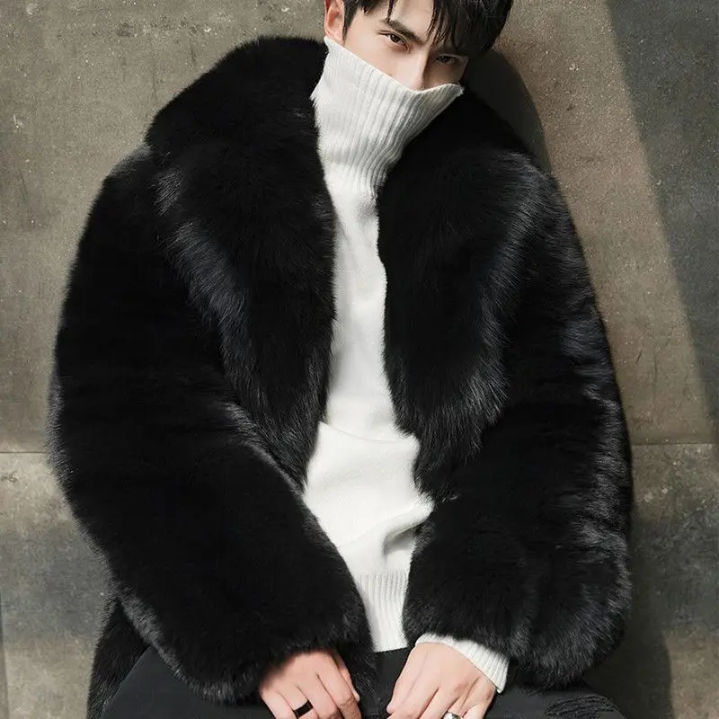 Neue Winter männer Fuchs Pelzmantel Nerz Mantel Für Männliche Warm Halten Kleidung Koreanische Hübsche Flut Mode Business Casual Lange jacken