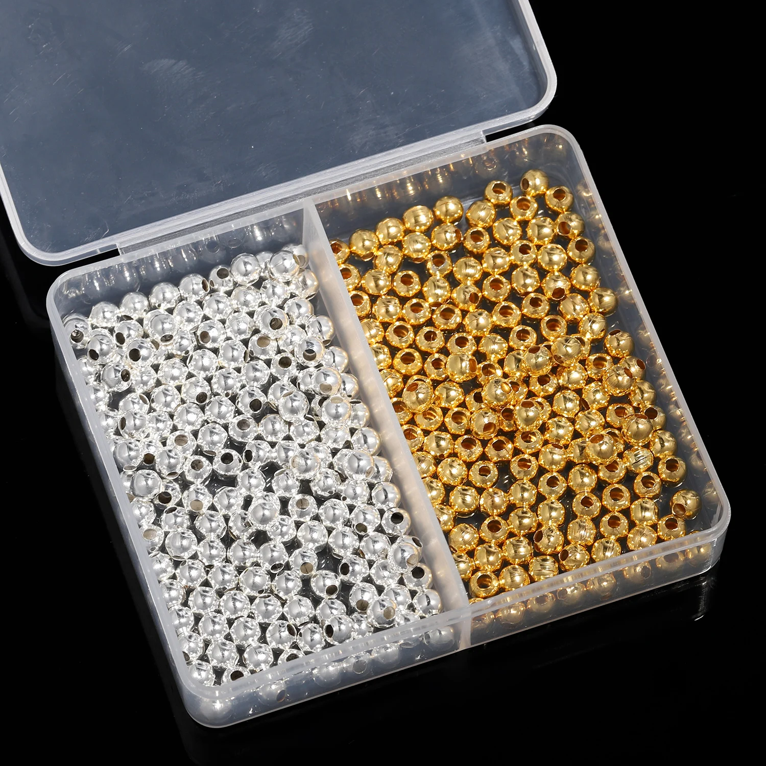 3 4 6mm 150/300/400pcs Golden Slivery Mixed Steel Round Loose Beads Jewelry Making For Handmade Diy Necklace Earring Accessories