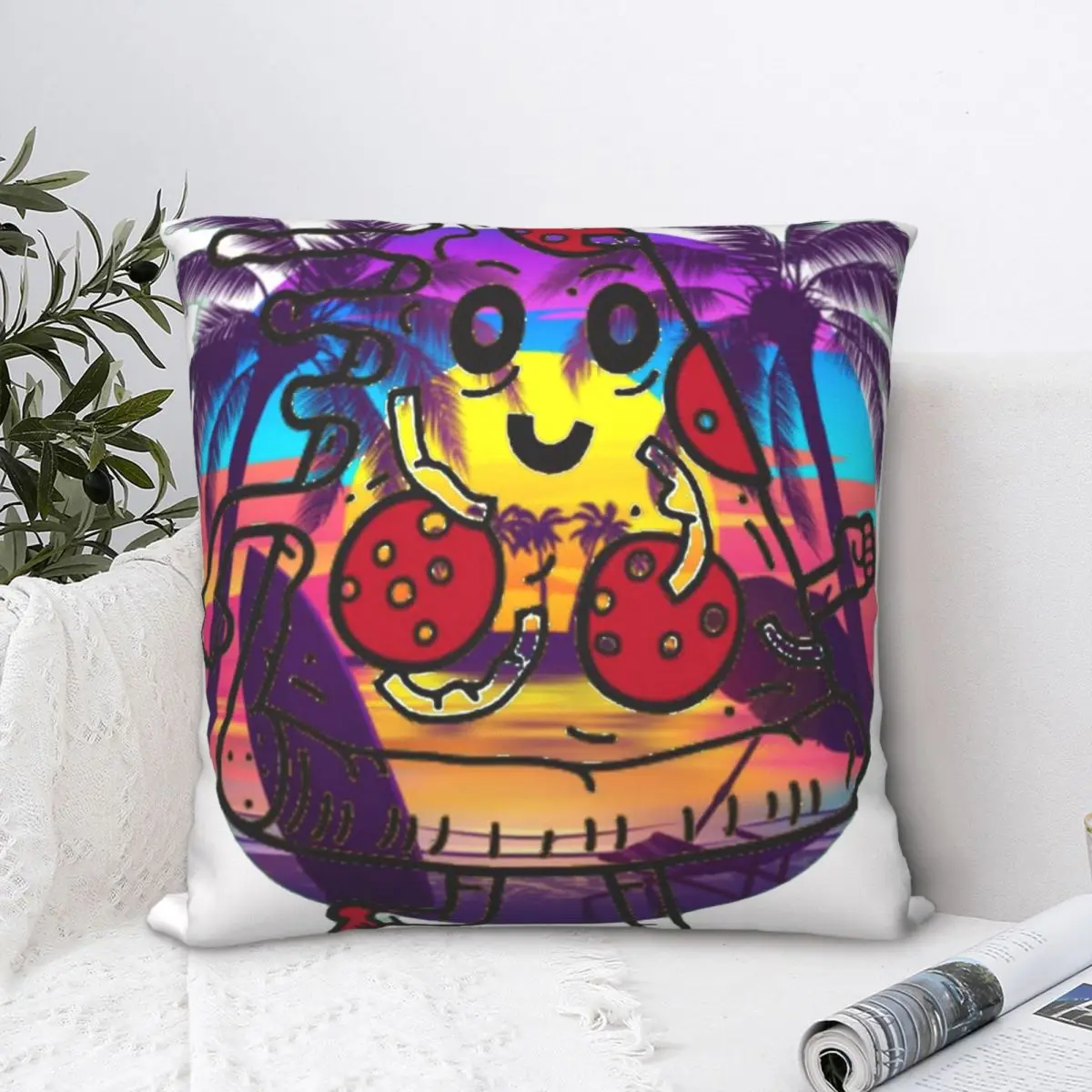 

Hawaiian Pizza Square Pillowcase Polyester Pillow Cover Velvet Cushion Zip Decorative Comfort Throw Pillow For Home Car