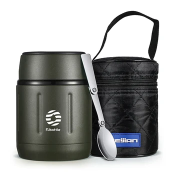 FEIJIAN 500ml อาหาร THERMOS,316 สแตนเลสสูญญากาศฉนวนอาหาร Jar พร้อมช้อนกล่องอาหารกลางวันสําหรับเด็ก
