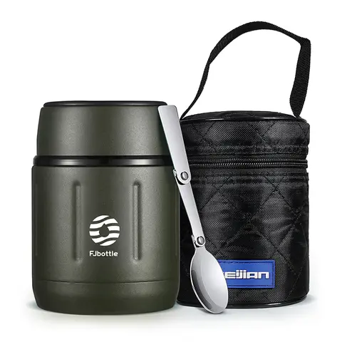 FEIJIAN 500ml 식품 보온병, 316 스테인리스 스틸, 진공 단열 식품 항아리, 스푼 포함, 어린이 도시락