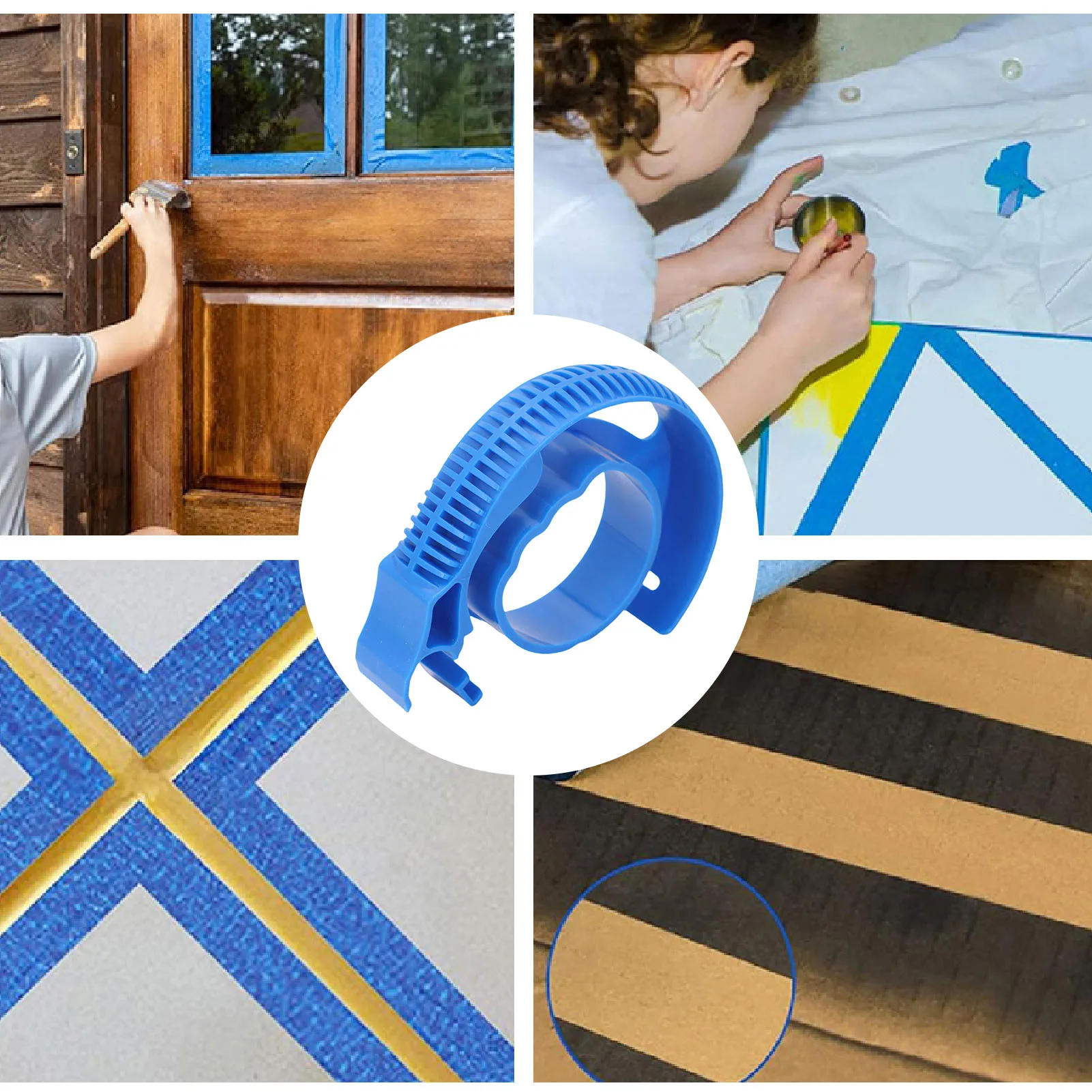 Masking Tape Dispenser Round Handle Portable Tape Applicator for Seam Stickers Painting Tapes 25mm Wide Blue Seam Tape Dispenser