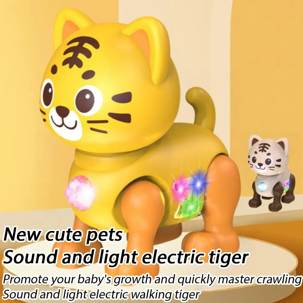 Children's electronic musical toy cartoon electric sounding toy tiger toy with sound flashing lights singing dancing functions