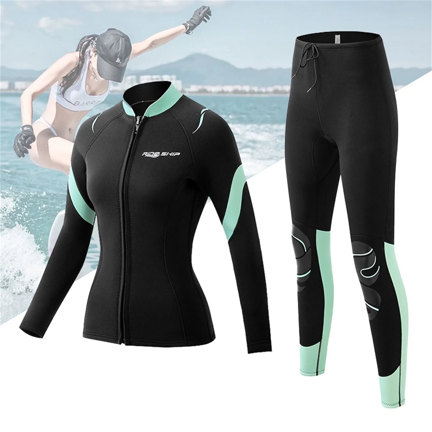 Split Surfing Diving Suit Long Sleeve Sun Protection Women's Quick-Drying Snorkeling Suit Diving 3mm Slimming Swimming Clothes