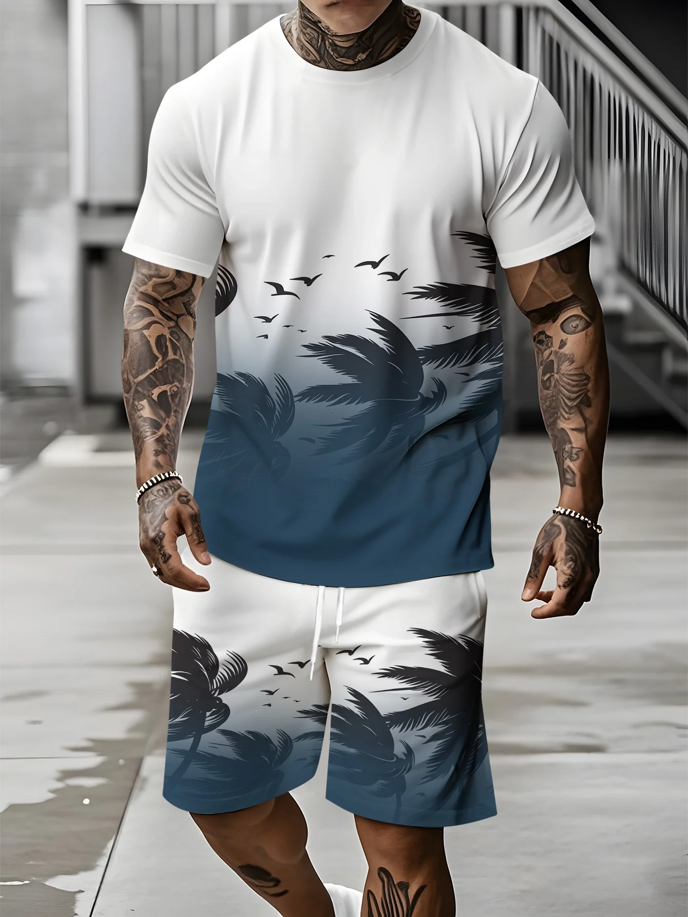 ชุดเสื้อยืดและกางเกงขาสั้นแฟชั - Mens Fashion Streetwear บทวิจารณ์และราคา