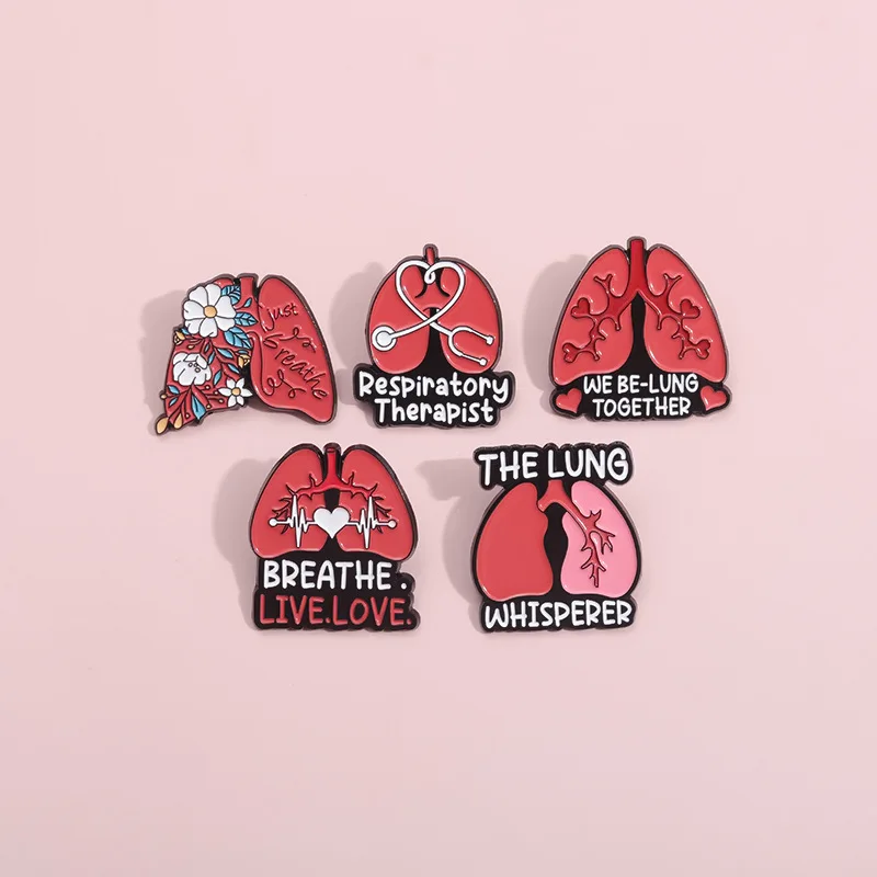 Pin Club | Creative Lung Organ Brooch Custom Health Respiratory Therapist Enamel Pins Clothing Lapel Badge Jewelry Gift Doctors