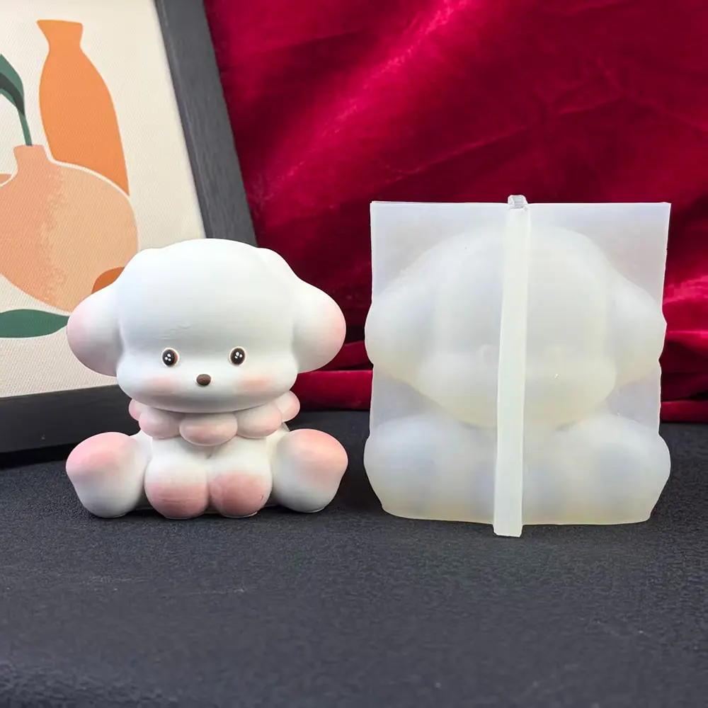 

Cartoon Teddy Dog Silicone Mold Easy Demold Soft Mochi Toy Plaster Epoxy Resin Candle DIY Home Decor Craft Gift
