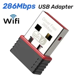 Adaptador USB sin controlador, tarjeta de red inalámbrica de 286Mbps, Protocolo AX, alta velocidad, 2,4 GHz, para portátil y tableta