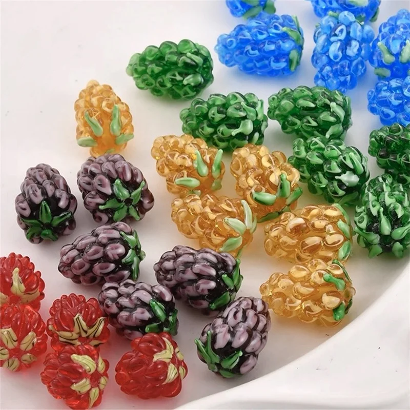 卸売-10-ピース-ロットカラーパターンプリント漫画ブドウ形状ガラスストレートホールビーズ-diy-ジュエリー衣類ヘアアクセサリー