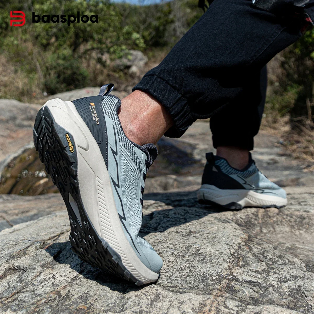

Baasploa Men Hiking Shoes Fashion Breathable Lightweight Outdoor Sneakers for Men Comfort Casual Shoes Non-Slip Wear Resistant