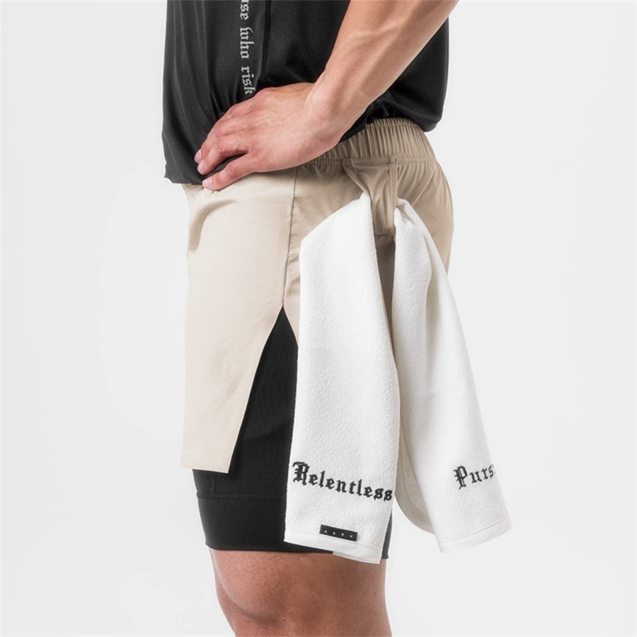 2023 Summer New Men Shorts 2 in 1 sport shorts Gyms Fitness Bodybuilding Workout Quick Dry Beach Shorts Male Running shorts men