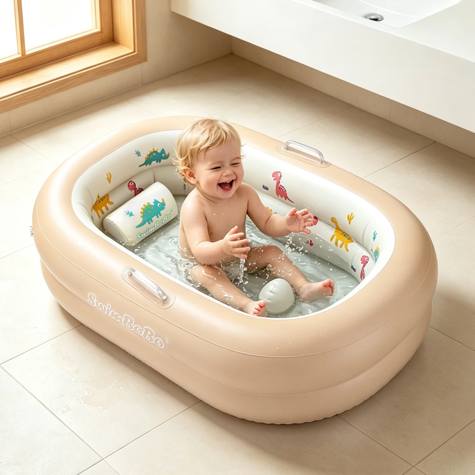 様々なデザインの、安全な空気注入式ベビーバスタブ。厚手のpvc素材を使用し、滑り止め加工を施したクッション付きの床面。6ヶ月から5歳のお子様向け。