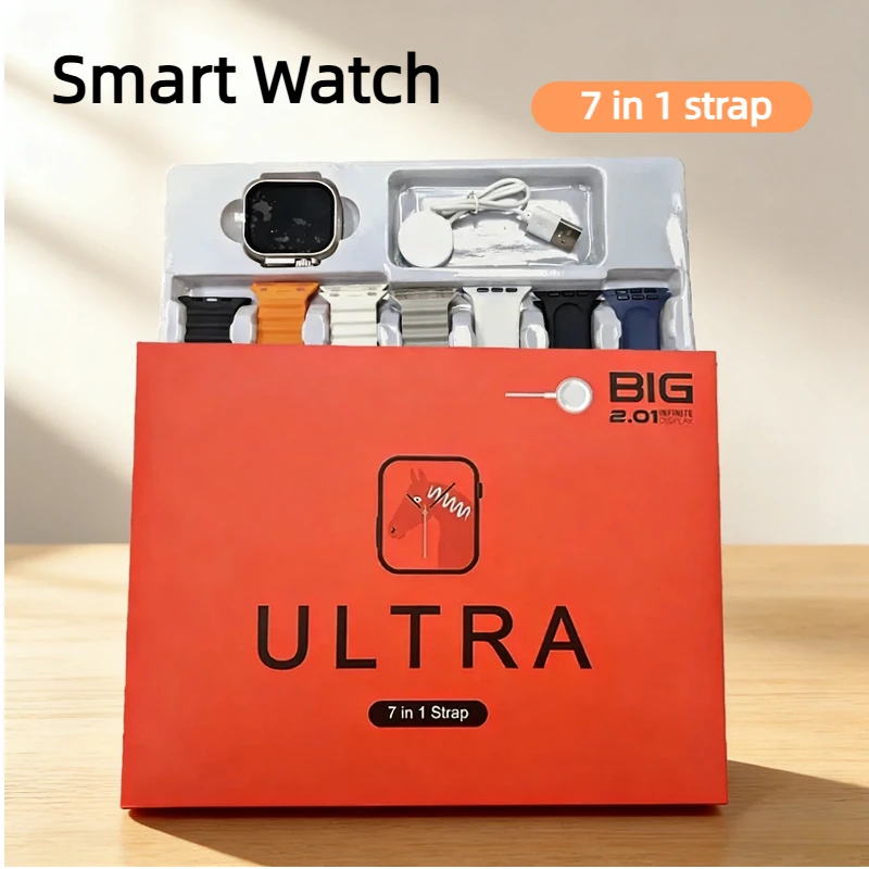 

Smart Watch 7 in 1 Straps Sports SmartWatch Bluetooth Phone Call Music Heart rate Wireless charging Smart Watch men women
