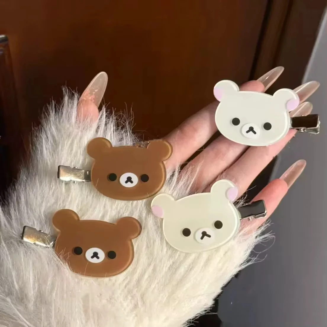 

Fashion Rilakkuma Korilakkuma Hair Clips Anime Bear Head Cute Hair Pins and Clips Headwear Hair Accessories For Women Girls Gift