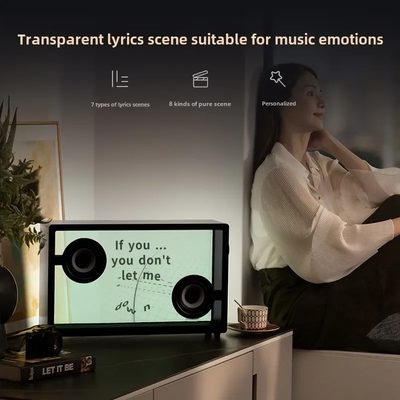 

Floating transparent lyrics speaker, Bluetooth subtitles retro home living room birthday gift