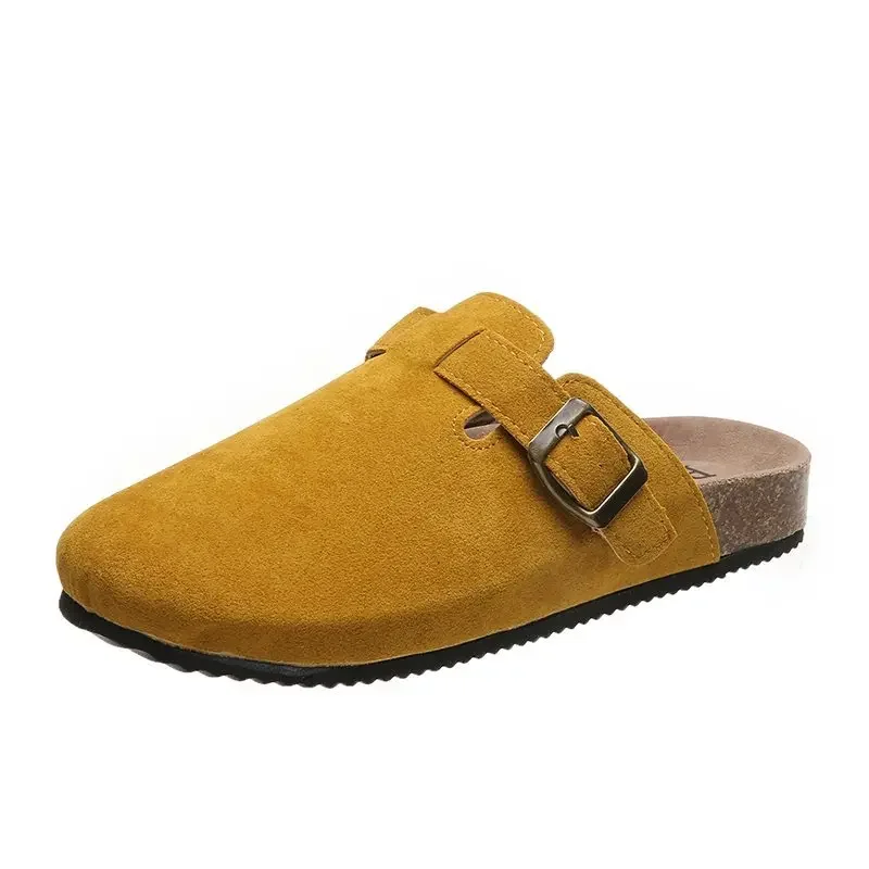 New Fur Suede Clogs for Women Fashion Slippers Cork Footbed Mules Men Short Plush Potato Shoes Outdoor Zuecos Mujer