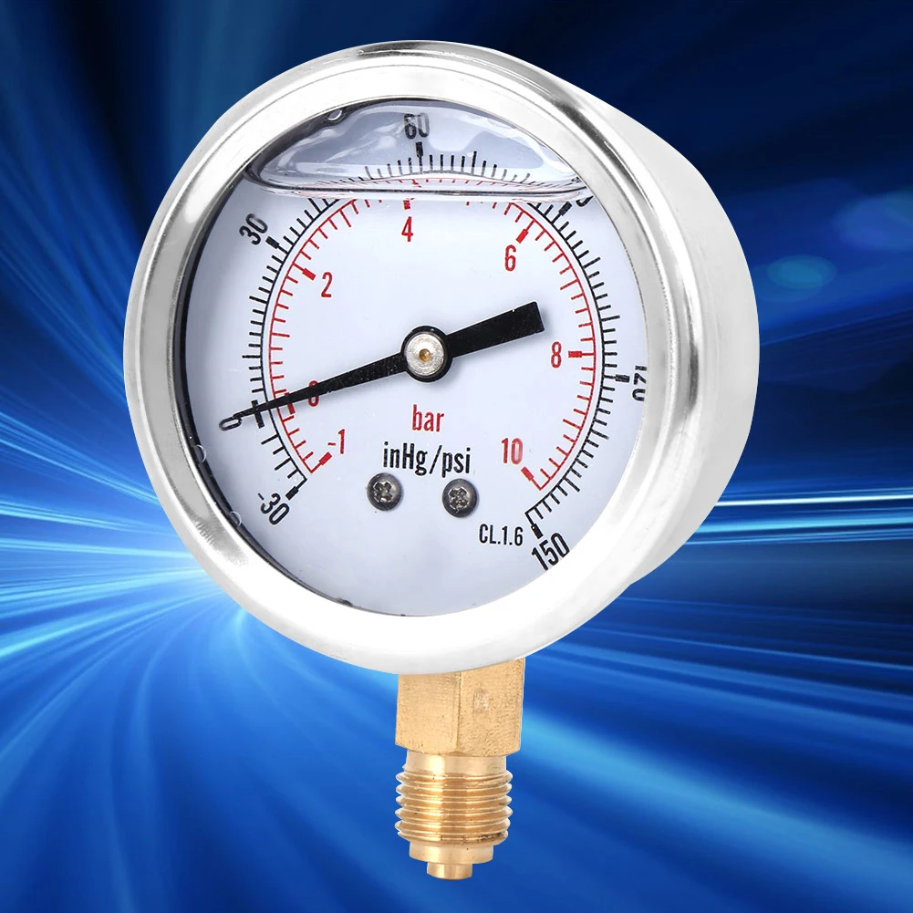 Manometer Oil Filled Pressure Gauge Pressure Gauge TS-PGGZ604-10bar 1/4BSP Y60 Radial Oil Filled Vacuum Pressure Gauge Manometer