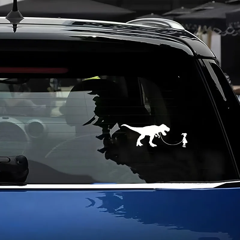 

Easy Tear Durable Waterproof Sunscreen - Suitable for All Models Car Stickers - Creative Dinosaur and Girl Cartoon Pattern