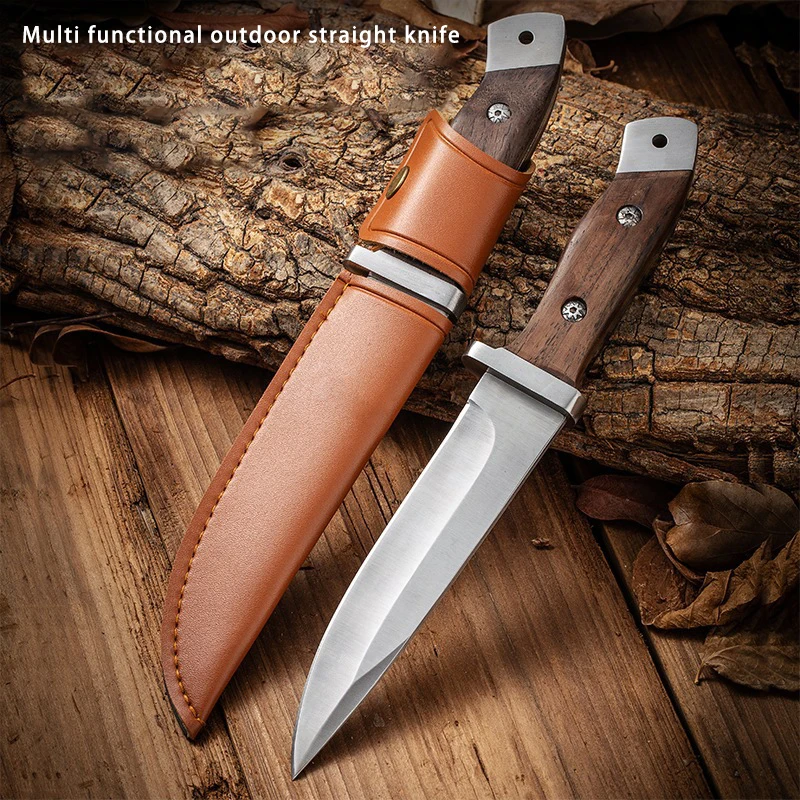 Multi functional outdoor straight blade sharp high hardness stainless steel small knife portable fruit knife