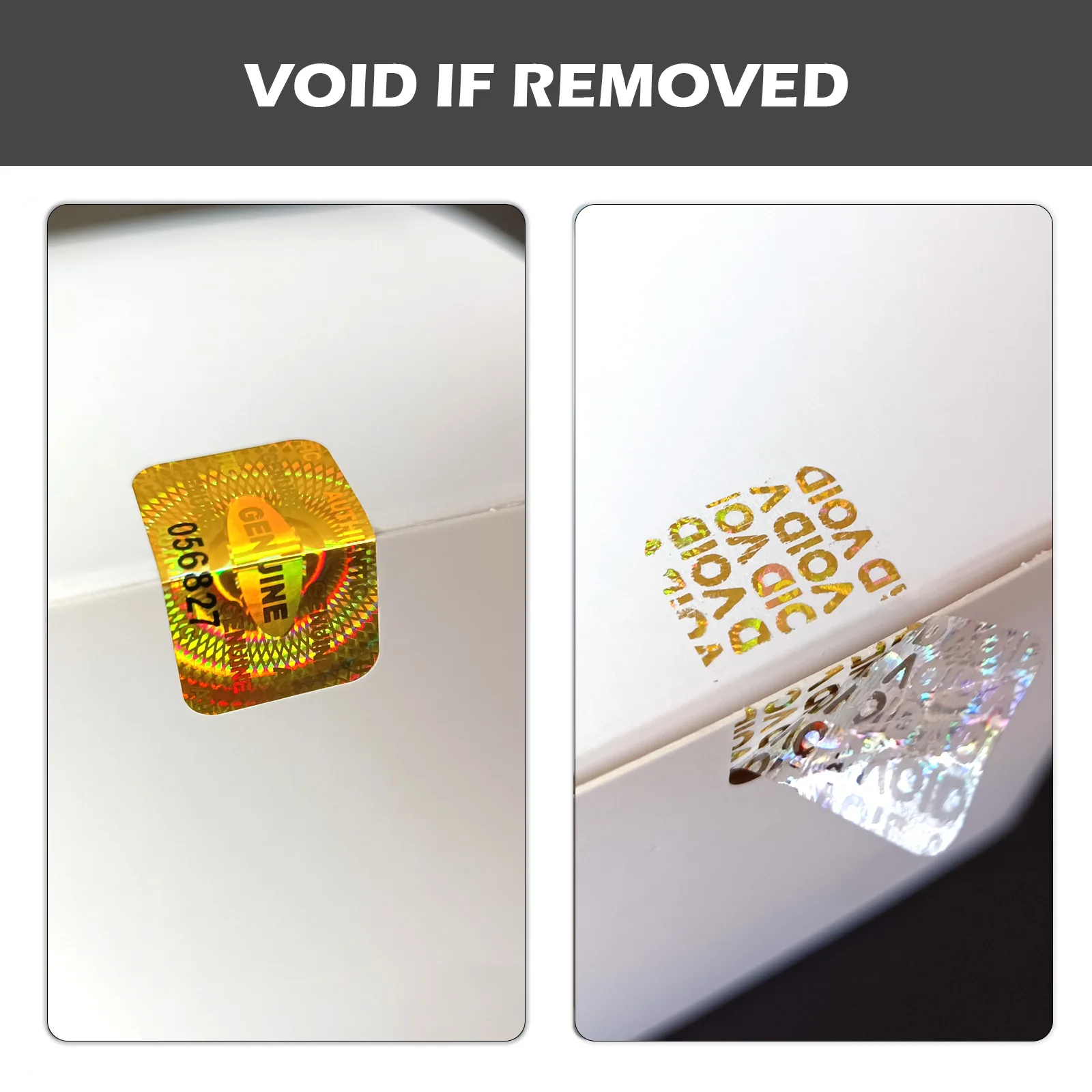 

Laser anti-counterfeit label; laser printed anti-peel label sticker; laser one-time warranty sticker; genuine safety label