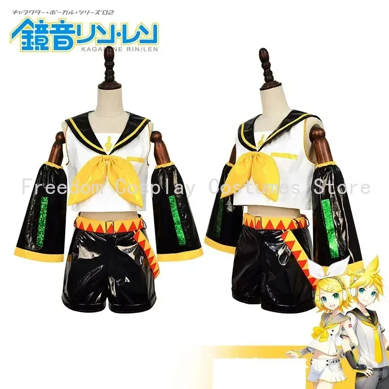 Disfraz de Anime/Cosplay, uniforme Rin Kagamin, Len, incluye mangas, polainas, tocados para Comic Con Outfitsx;2'a,6.h;8'v,