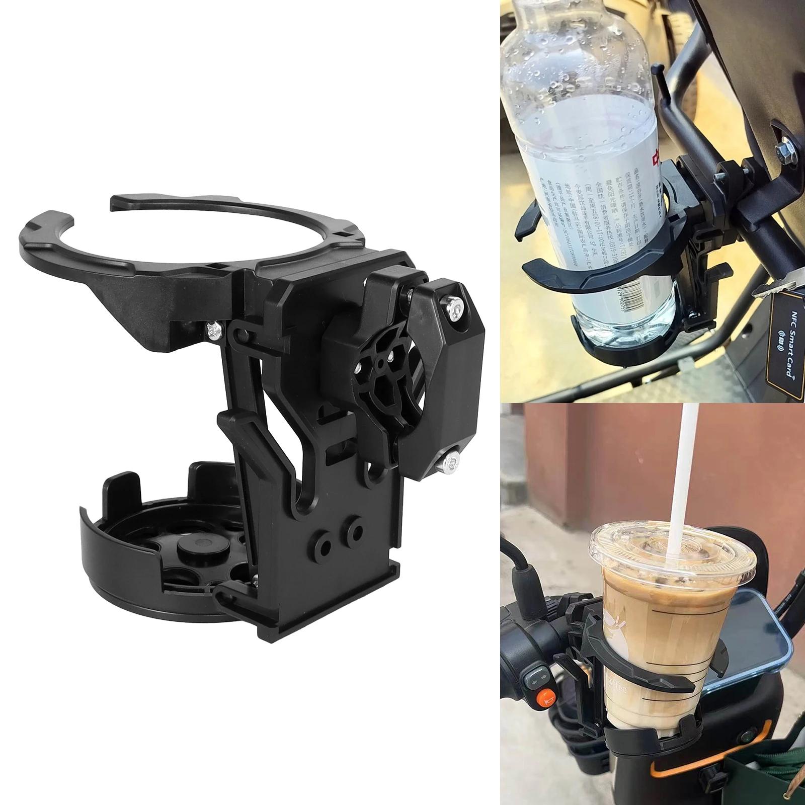

Black Motorcycle Foldable Cup Holder Lightweight Adjustable Water Bottle Mount for Electric Bicycle Sport Cycling Accessories