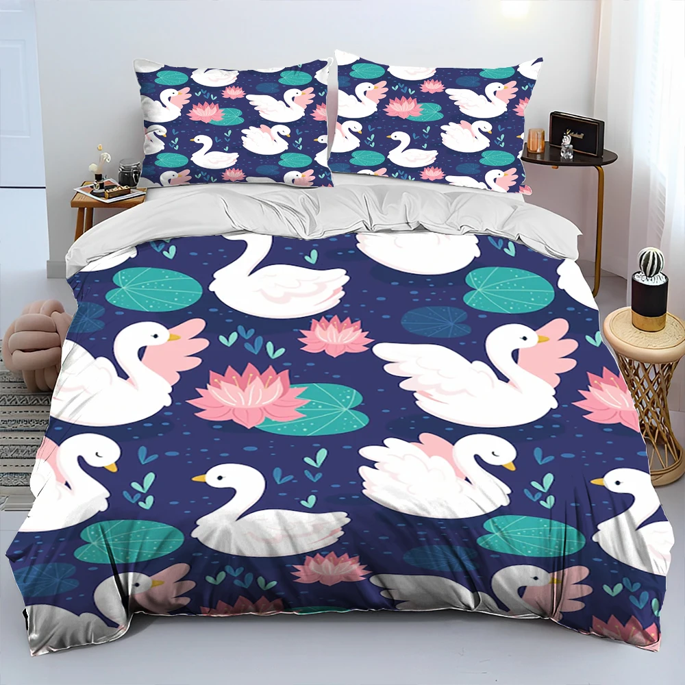 Imagem -03 - Cartoon Swan Princesa Consolador Conjunto de Cama para Crianças Capa de Edredão Cama Colcha Fronha Rei e Rainha Tamanho Presente Bonito hd