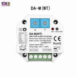 DC24V 6 in 1 WIFI RF To DALI Converter DA-M(WT) Tuya APP 2.4GHZ RF Master Controller For Single Color CCT RGB RGBW RGB+CCT Light