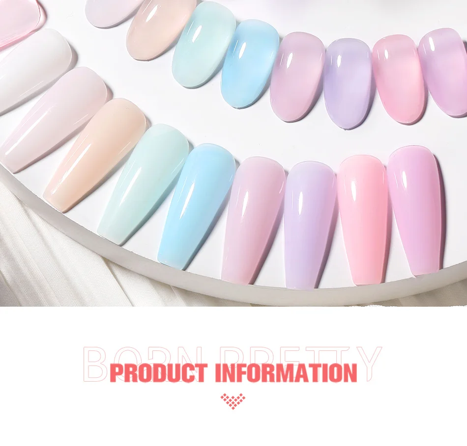 BORN PRETTY 15ml Jelly Nude Rubber Base Gel Natürlicher Milchweißer Klarer Semi-Permanenter Selbstnivellierender Soak-Off UV LED Gel-Lack – Detail 2