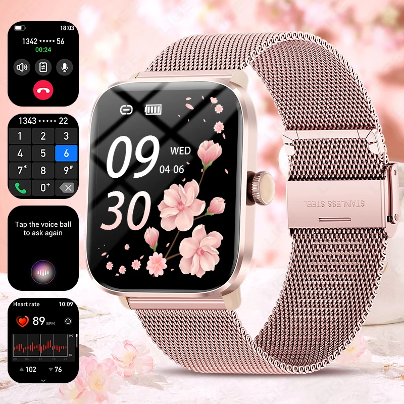 

LIGE модные умные часы для мужчин и женщин, мониторинг здоровья, 1,96-дюймовый HD-экран, браслет сердечного ритма, спортивный трекер, умные часы для фитнеса, новинка