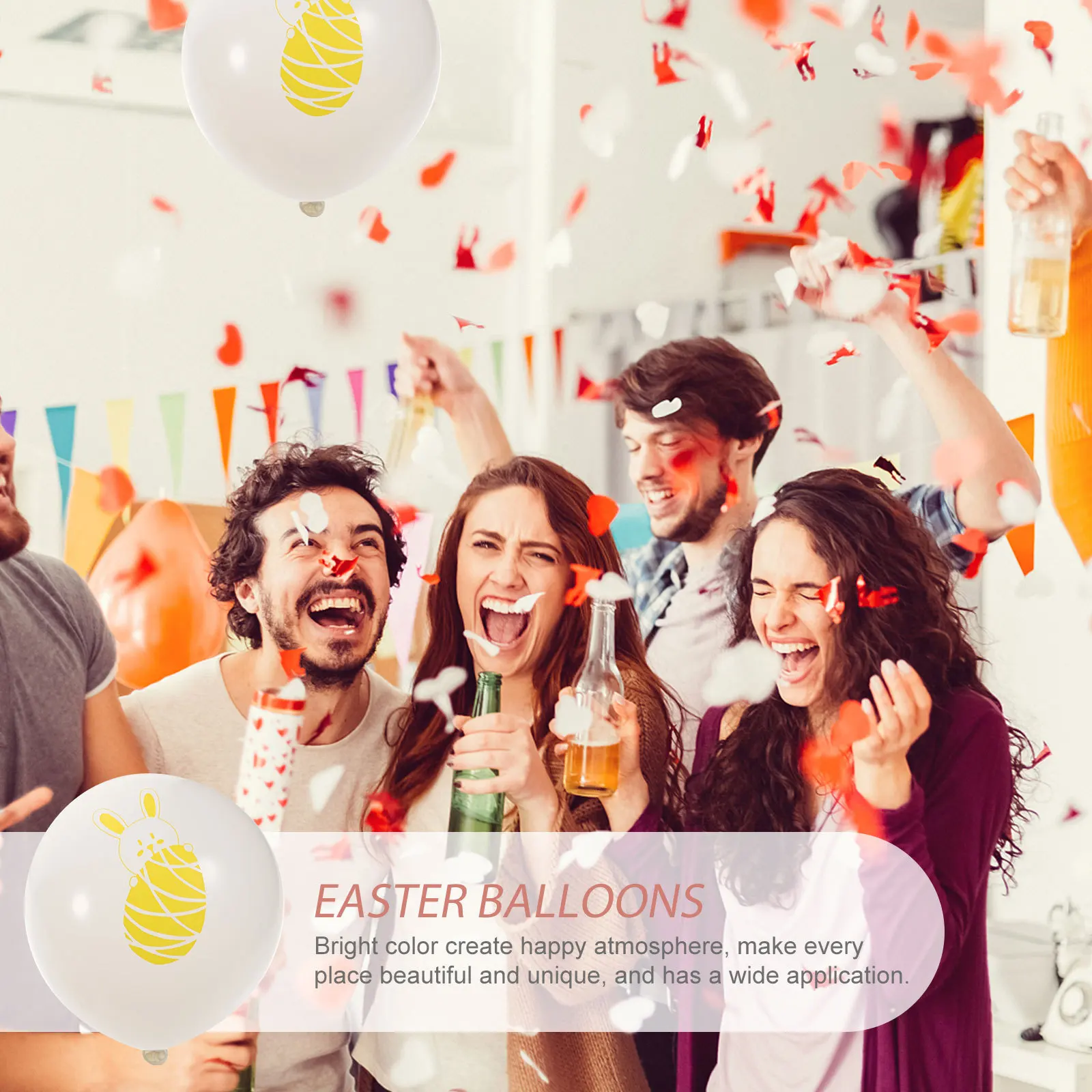 

100Pcs Easter Bunny Balloons Latex Easter Party Decor Supplies Bright Colorful Balloons Party Favor Photo Props Festival