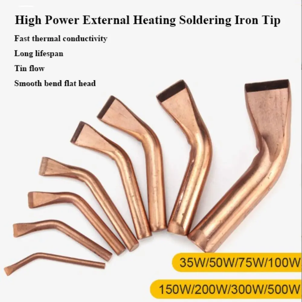 Novo 100w150w200w300w500w ponta de ferro de solda elétrica alta potência 9 estilos grande área de soldagem cobre puro ponta de calor externo