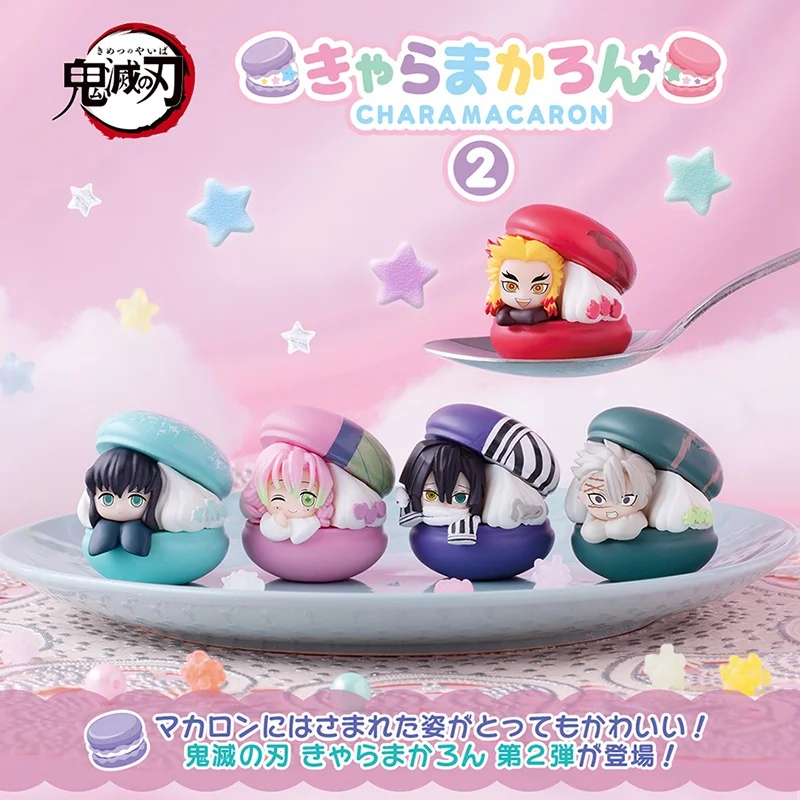 In Stock Bandai Demon Slayer Anime Figure Macaron Style 2 Twisted Egg Mi Li Xiao Ba Nei Wu Yi Lang Model Doll Desktop Toys Gifts