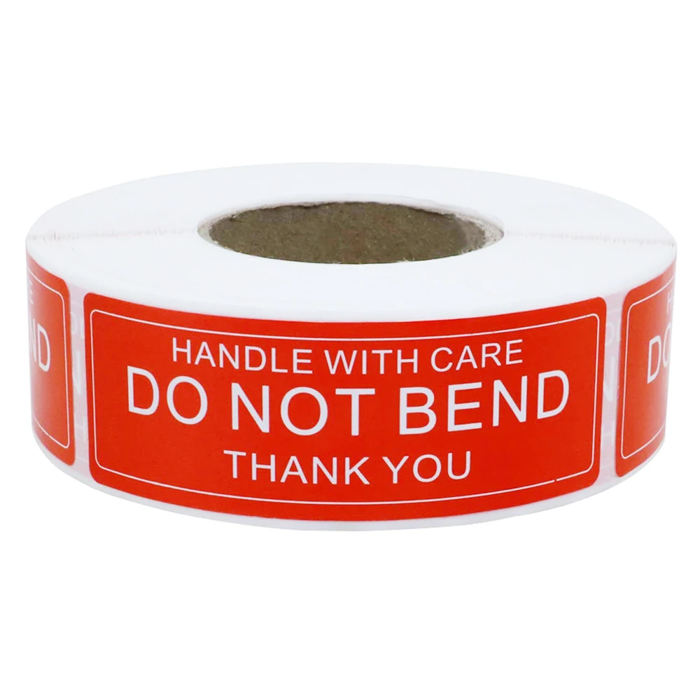 

250pcs/roll Red Warning Sticker Fragile Handle With Care DO NOT BEND 2.5x7.5cm Transport Packaging Remind Labels