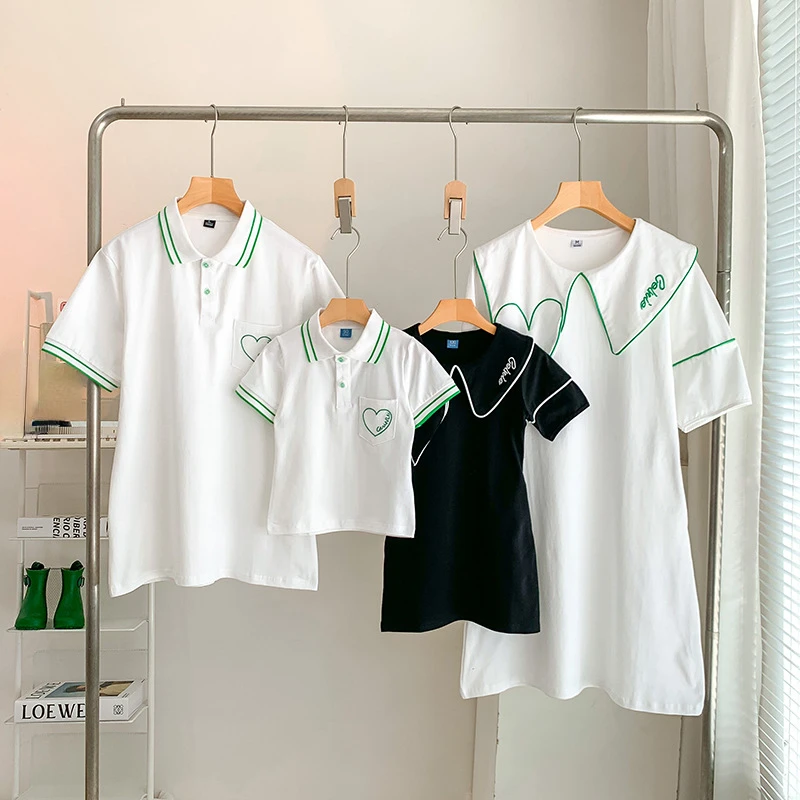 Parent-child Coordinated Clothing Family Matching Clothes Like Mother Like Daughter Dress Korean Women Dresses Dad Son T Shirts