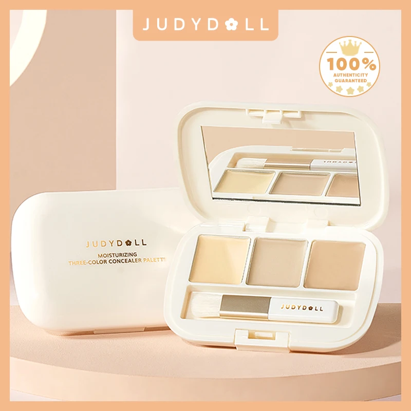 Judydoll 3-Color Concealer Palette, Full Coverage, Conceals Blemishes, Acne Marks, Dark Circles, Long-Lasting, Smooth Finish