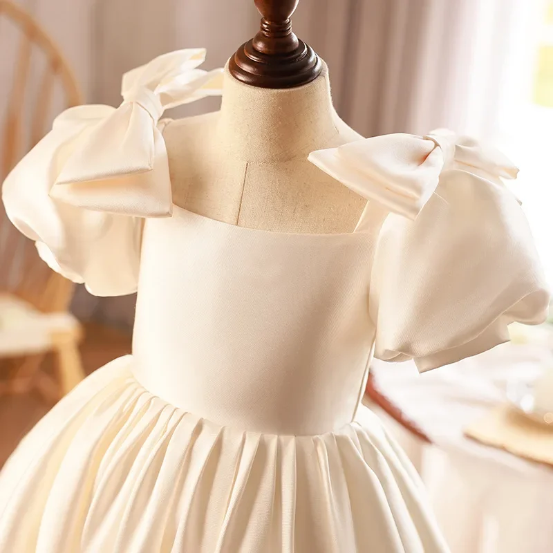 Elegant ivory Flower Flower Girl Dress for Wedding Kids Ball Gown ceremony Dresses Children First Communion Dress party Clothes