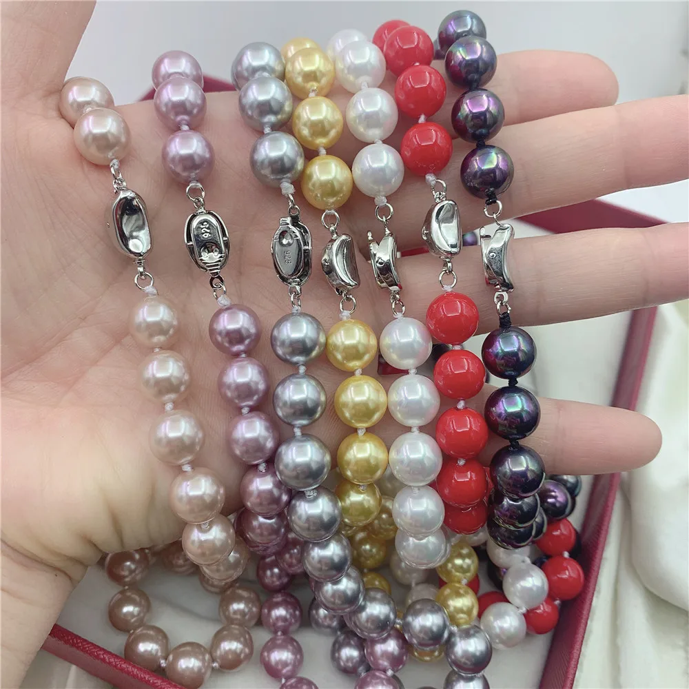 Charm 10mm white Black South Sea Shell Pearl Necklace for Women Classic Chokers Beads Jewelry Wedding Banquet Vintage Party Gift