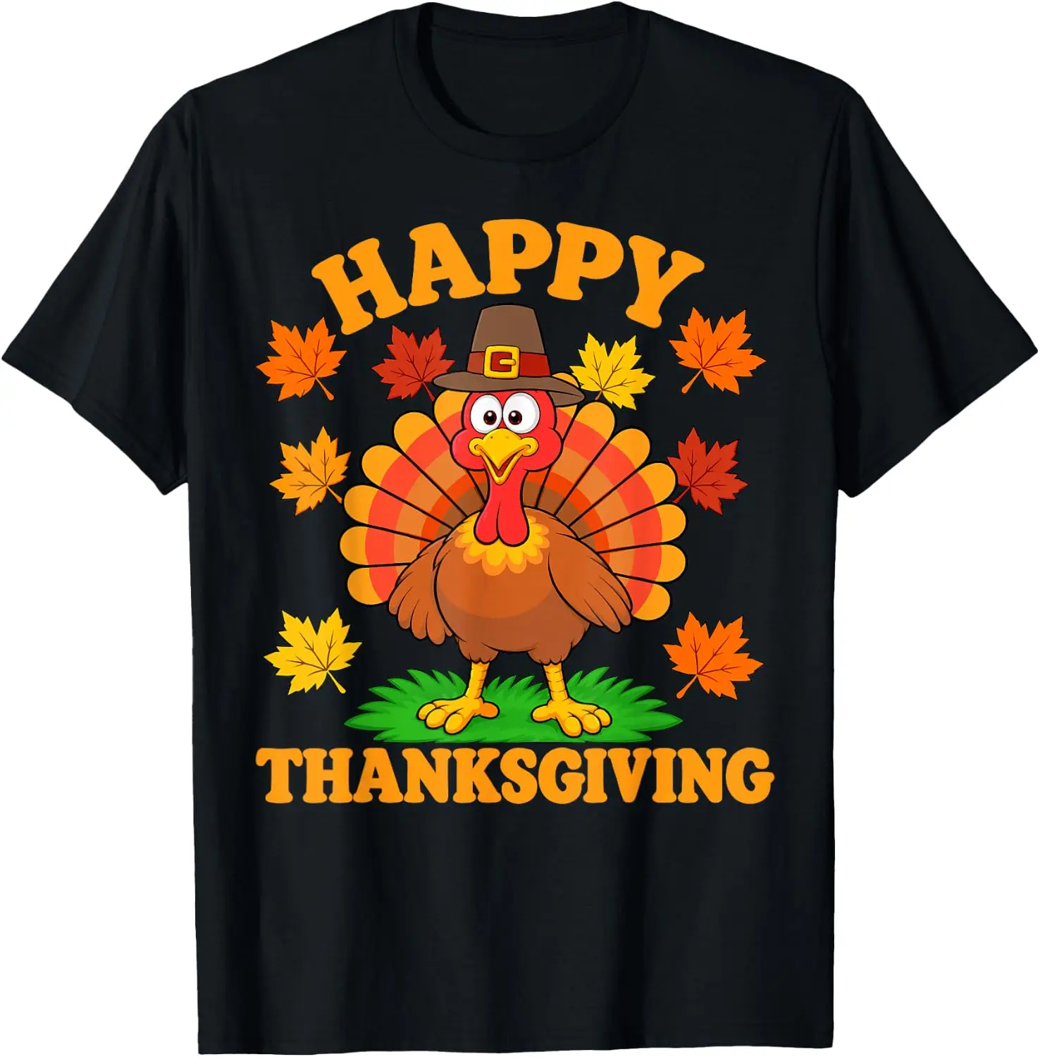 Happy Funny Turkey Family Dinner Thanksgiving T-Shirt Breathable, heavyweight pure cotton short-sleeve top—stylish, plus-size, and suitable for year-round wear with a sporty, casual vibe