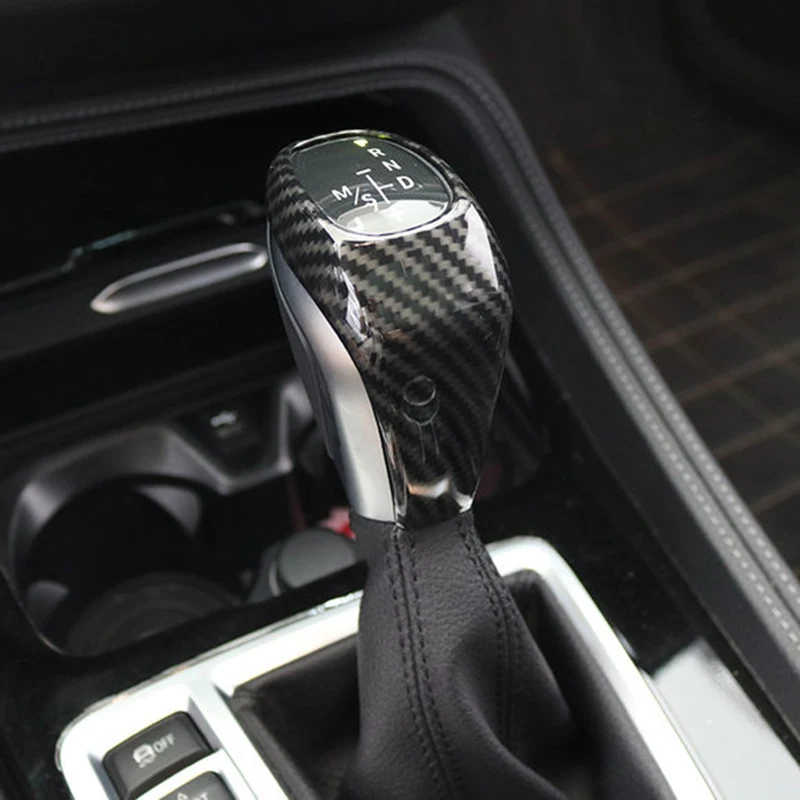 カーボンファイバー製車内ギアレバーアクセサリー、スティックシフトハンドルカバー-bmw-1シリーズ-x1-2016-2017-2018-2019用