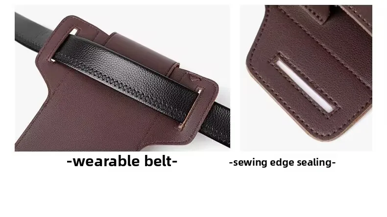 New Mobile Waist Bag Men's Construction Site Mobile Phone Leather Case Can Hold Cigarette Box, Hang Key, Wear Belt Special